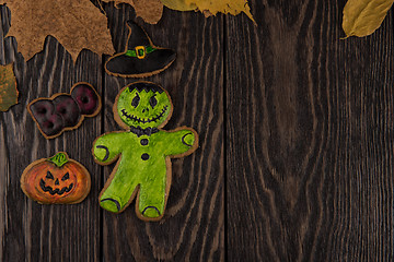 Image showing Homemade delicious ginger biscuits for Halloween