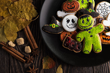 Image showing Homemade delicious ginger biscuits for Halloween