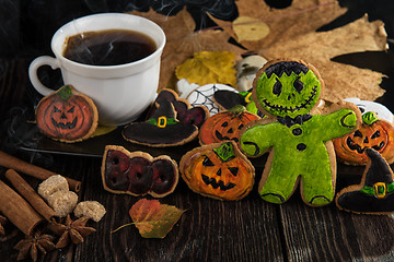 Image showing Homemade delicious ginger biscuits for Halloween