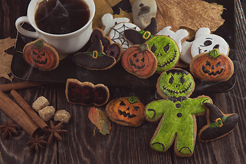 Image showing Homemade delicious ginger biscuits for Halloween