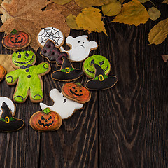 Image showing Homemade delicious ginger biscuits for Halloween