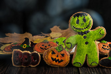 Image showing Homemade delicious ginger biscuits for Halloween