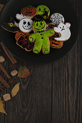 Image showing Homemade delicious ginger biscuits for Halloween