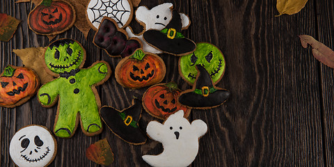 Image showing Homemade delicious ginger biscuits for Halloween