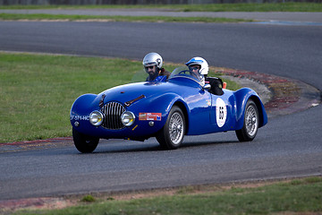 Image showing Blue old race car