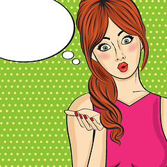 Image showing Pop art  woman . Comic woman with speech bubble