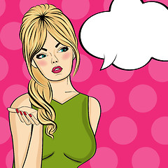 Image showing Pop art  woman . Comic woman with speech bubble