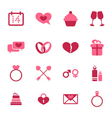 Image showing Trendy flat icons for Valentines Day, design elements, isolated 