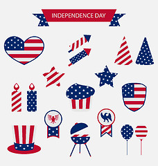 Image showing Icons Set USA Flag Color Independence Day 4th of July