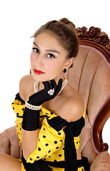Image showing Beautiful woman with black gloves.