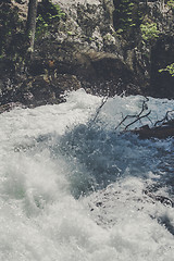 Image showing Wild river stream with splashing water