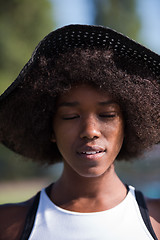 Image showing Close up portrait of a beautiful young african american woman sm