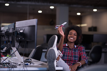 Image showing portrait of a young successful African-American woman in modern 