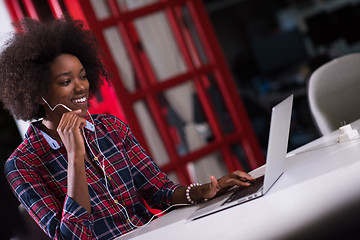 Image showing portrait of a young successful African-American woman in modern 