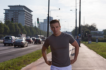 Image showing portrait of a young man on jogging