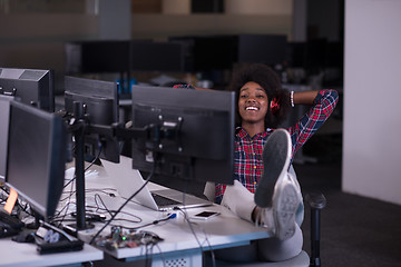 Image showing portrait of a young successful African-American woman in modern 