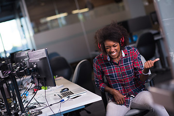 Image showing portrait of a young successful African-American woman in modern 