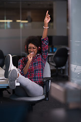 Image showing portrait of a young successful African-American woman in modern 