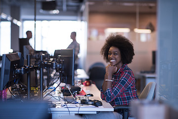 Image showing portrait of a young successful African-American woman in modern 