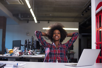 Image showing portrait of a young successful African-American woman in modern 