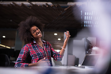 Image showing portrait of a young successful African-American woman in modern 