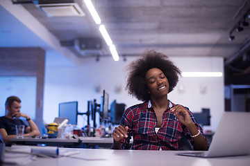 Image showing portrait of a young successful African-American woman in modern 