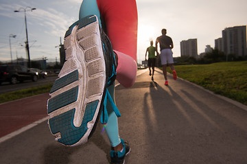 Image showing multiethnic group of people on the jogging