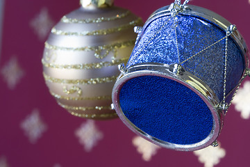 Image showing Christmas ball and drum (selective and soft focus)