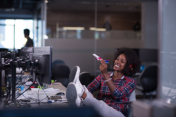 Image showing portrait of a young successful African-American woman in modern 