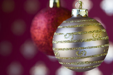 Image showing Christmas ball background (selective and soft focus)