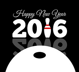 Image showing Congratulations to the happy new 2016 year with a bowling and ball