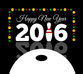 Image showing Congratulations to the happy new 2016 year with a bowling and ball