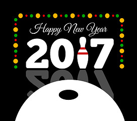 Image showing Congratulations to the happy new 2017 year with a bowling and ba