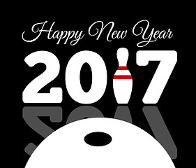 Image showing Congratulations to the happy new 2017 year with a bowling and ba