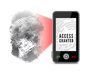 Image showing Smartphone scanning a fingerprint.