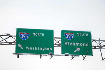 Image showing Directions to Washington, DC and Richmond sign