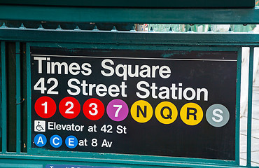 Image showing Times Square and 42nd street subway sign