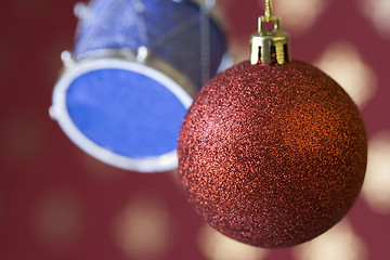 Image showing Christmas ball and drum (selective and soft focus)