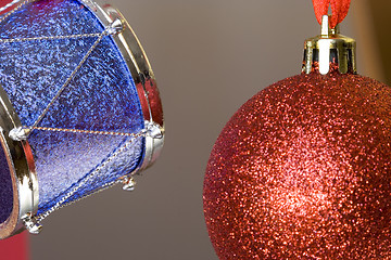 Image showing Christmas ball and drum (selective and soft focus)