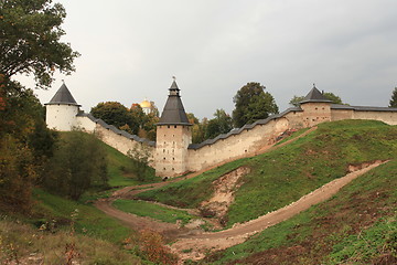 Image showing Towers and walls of the old Pskov fortress