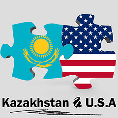 Image showing USA and Kazakhstan flags in puzzle 