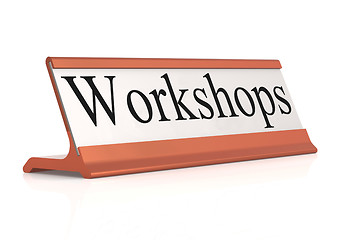 Image showing Workshops table tag isolated with white background