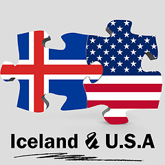 Image showing USA and Iceland flags in puzzle 
