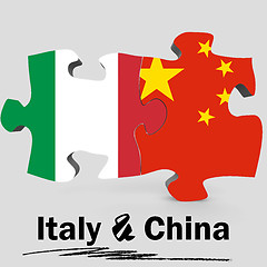 Image showing China and Italy flags in puzzle 