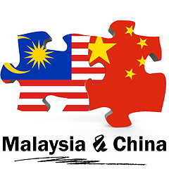 Image showing China and Malaysia flags in puzzle 