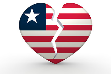Image showing Broken white heart shape with Liberia flag