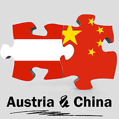 Image showing China and Austria flags in puzzle 
