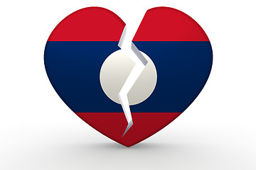 Image showing Broken white heart shape with Laos flag