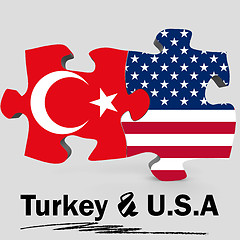 Image showing USA and Turkey flags in puzzle 