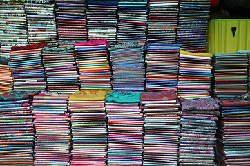 Image showing Khmer cloths for sale at a market